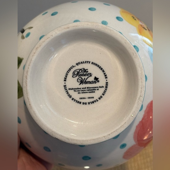 Pioneer Woman Vintage Bloom Turquoise 6” Dots Floral Bowl - Picture 6 of 6